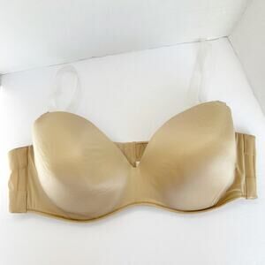 Cacique Bra Plus Size 46DD/E Tan Convertible Underwire Silicone Clear Strap
